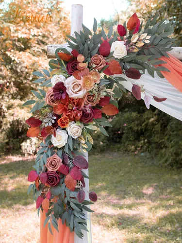 Miniatura 3 de Lisuun Flores de arco de boda, flores artificiales para decoración, guirnalda de flores grandes para estilos bohemios, decoración floral