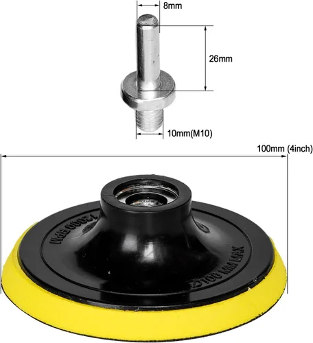 Miniatura 2 de HIFROM Almohadilla de respaldo de gancho y bucle de 4 pulgadas/3.937 in, pulidora orbital, almohadilla de lijado, adaptador de taladro M10
