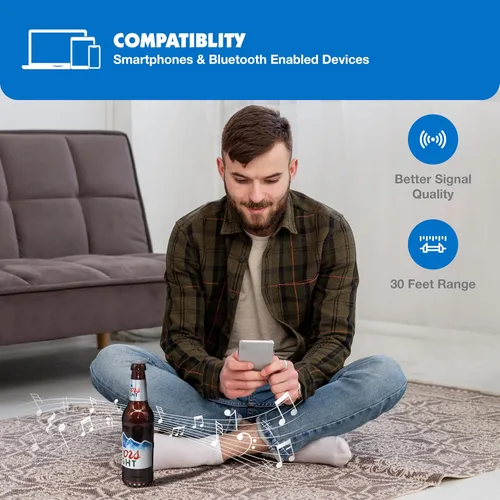 Miniatura 7 de Coors Light - Altavoz Bluetooth con Forma de Botella con Estéreo de Alta Fidelidad, Resistente a Salpicaduras, 6H de Reproducción y Puerto AUX