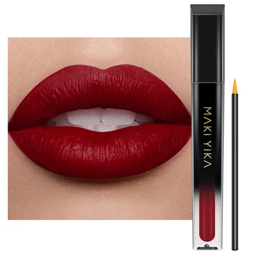 Miniatura 28 de MAKI YIKA Lápiz labial rojo burdeos para mujer, pintalabios de larga duración, sin manchas, mate, líquido, a prueba de transferencia, sin crueldad