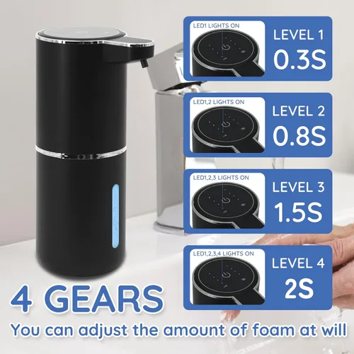 Miniatura 2 de Dispensador de jabón espumoso, dispensador automático de jabón, dispensador automático de jabón de 13.5 oz/13.5 fl oz, sin contacto, recargable por