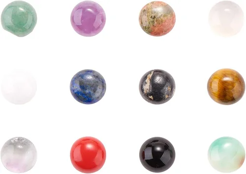 Miniatura 10 de LiQunSweet 50 piezas de piedras preciosas naturales de lapislázuli sin agujero, cuentas sueltas y encantadoras, cabujones ovalados con parte trasera