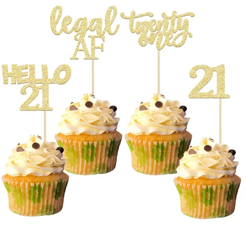 Miniatura 10 de Gyufise 24 adornos dorados para cupcakes de cumpleaños 65 Hello 65 Sixty Five Cake Toppers 65 y fabulosas selecciones para cupcakes para cumpleaños