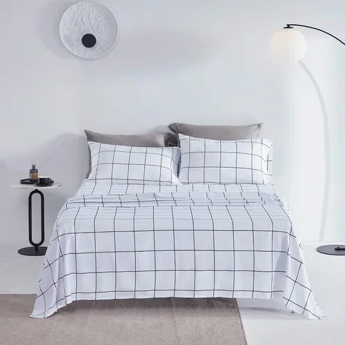 Miniatura 7 de SLEEP ZONE Juego de sábanas de 3 piezas con estampado a cuadros para niños, sábanas de microfibra de doble cepillado súper suaves y transpirables