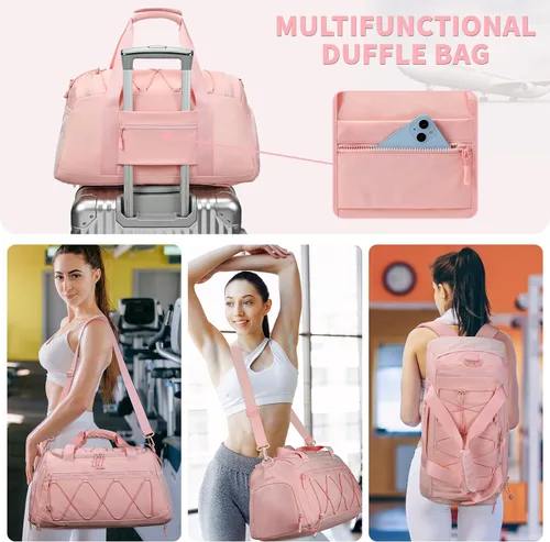 Miniatura 3 de Bolsa de gimnasio para mujer, bolsa de viaje deportiva de 40 L, mochila de gimnasio con compartimento para zapatos, bolsa de mano para fines
