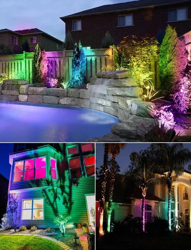 Miniatura 5 de SUNVIE Luces de paisaje RGB de bajo voltaje de 12 W que cambian de color, control remoto, impermeable, iluminación LED de paisaje para patio