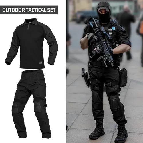 Miniatura 6 de YEVHEV Conjunto de ropa militar de combate G3, ropa táctica de camuflaje, uniforme de caza, equipo de paintball con rodilleras para hombres Camo