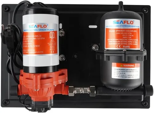 Miniatura 4 de SEAFLO Sistema de Bomba de Agua y Tanque Acumulador Serie 33 - 115V, 3,3 GPM, 45 PSI, Tanque de 0,2 Galones Reduce el Ciclado Para Uso Marino