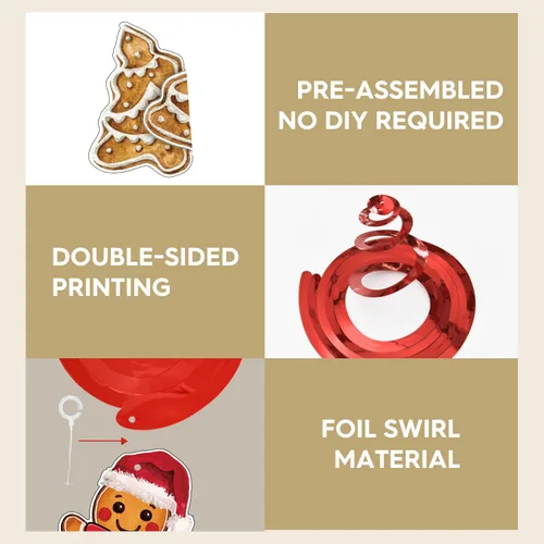 Miniatura 6 de Horaldaily Decoración de Navidad de 44 piezas para colgar en forma de remolino, árboles de Navidad, camión, muñeco de nieve, gnomo, Papá Noel