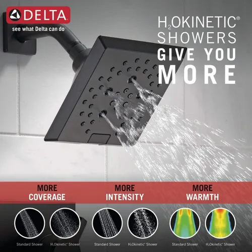 Miniatura 5 de Delta Faucet Pivotal Serie 17 - Grifo de ducha de doble función, kit de molduras de ducha, cabezal de ducha H2Okinetic de 5 pulverizaciones, negro