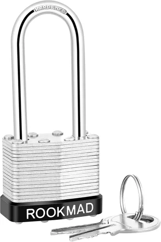 Miniatura 2 de Candados con llave, candado de acero laminado, cerraduras iguales con llaves iguales con las mismas llaves, grillete largo, aro de plástico PE, este
