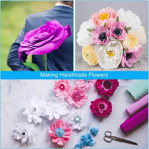 Miniatura 6 de PATIKIL Rollo de papel crepé de 8.2 pies, 2 rollos de 20 pulgadas de ancho, hojas de papel suave para manualidades, fabricación de flores