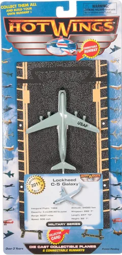Miniatura 4 de Hot Wings Planes C-5 Galaxy con pista conectable plano fundido a presión, verde