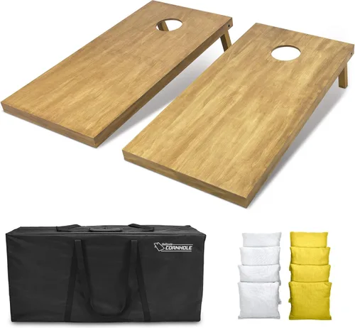 Miniatura 97 de GoSports 4 ft x 2 ft Regulation Size Wooden Cornhole Boards Set with Light Brown Finish - Includes Carrying Case and Bean Bags Negro- gris