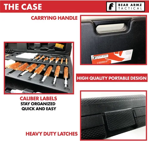 Miniatura 5 de Kit de limpieza universal para pistolas American Company Perfecto para escopetas, rifles, cargadores de bozales, pistolas y pistolas Estuche