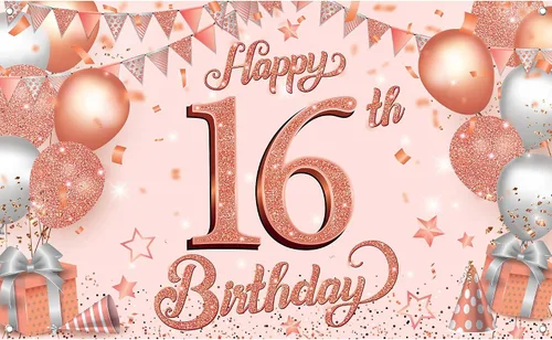 Miniatura 4 de Cartel de pared negro con el número 16 de feliz cumpleaños