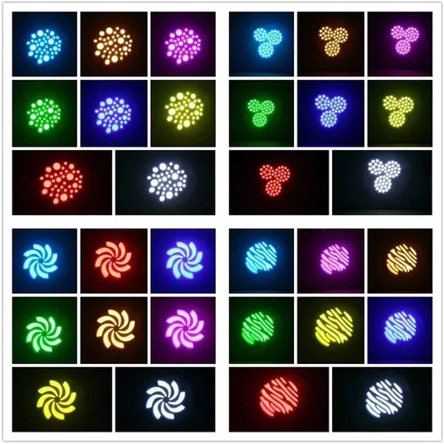Miniatura 7 de Luces de escenario, luces de cabeza móvil, 8 gobos, 8 colores, 11 canales, 60 W, focos DMX 512 con sonido activado para boda, DJ, fiesta, escenario