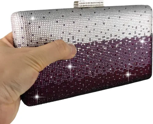 Miniatura 9 de Boutique De FGG Elegantes bolsos de noche de cristal para mujer, caja de fiesta formal, embrague, boda, diamantes de imitación, bolso de novia