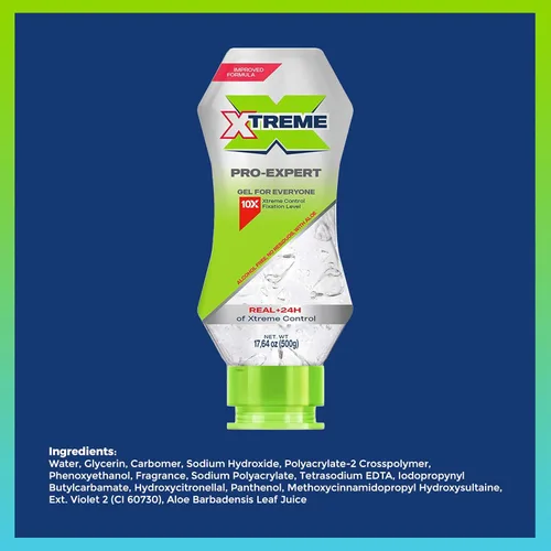 Miniatura 3 de Xtreme Pro-Expert - Gel transparente para el cabello, sin alcohol, control Xtreme las 24 horas con aloe vera, botella exprimible de 17.63 onzas