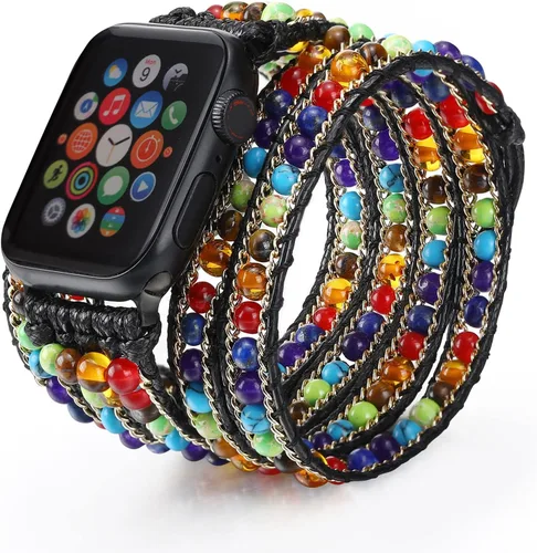 Pulsera bohemia compatible con Apple Watch Band con cuentas para mujeres y hombres de 1.496 pulgadas, 1.575 pulgadas, 1.614 pulgadas, 1.654