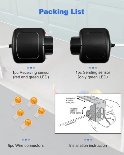 Miniatura 5 de Abridor de puerta de garaje, sensor de seguridad, ojos para abridor de puerta de garaje lineal, accesorios compatibles con HAE00002 LSO50 LDO33