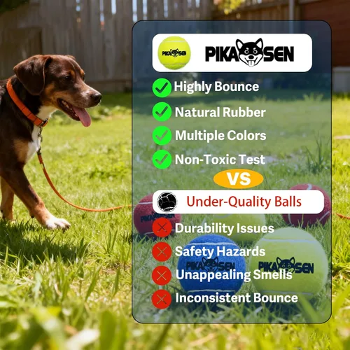 Miniatura 4 de Pelotas de tenis chirriantes para jugar con mascotas en 3 tamaños, pelotas fuertes de primera calidad para perros y cachorros, para entrenar, jugar