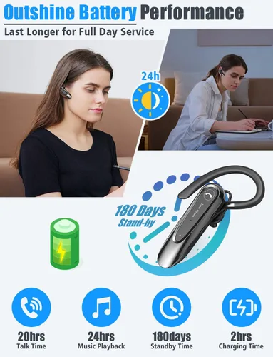 Miniatura 3 de Link Dream Auricular Bluetooth inalámbrico CVC8.0 para teléfono celular, micrófono dual, cancelación de ruido, teléfono con llave de silencio 20H