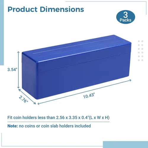 Miniatura 4 de Cajas de almacenamiento de losas para monedas, 3 paquetes de cajas organizadoras de monedas con 20 ranuras, juego de cajas de almacenamiento de Azul