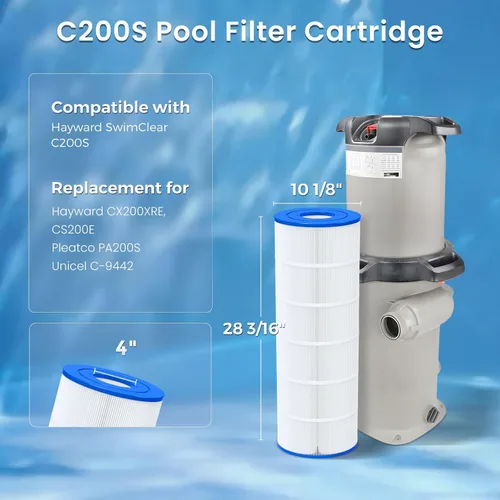 Miniatura 2 de Future Way Cartucho de filtro de piscina C200S de repuesto para Hayward C200S, reemplazo de Hayward CX200XRE, Pleatco PA200S, 200 pies cuadrados