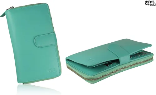 Miniatura 5 de Cartera grande de piel para mujer con bloqueo de identificación por radiofrecuencia