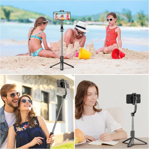 Miniatura 9 de SelfieShow Selfie Stick, Palo de Selfie Extensible con Trípode, Control Remoto Inalámbrico y Soporte de Trípode, Portátil, Ligero, Compatible