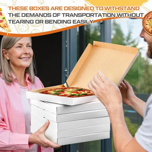 Miniatura 5 de Fullhawl 10 cajas de pizza blancas extrafinas de 14 x 14 x 2 pulgadas, cajas de cartón para pizza, recipientes para llevar pasteles caseros