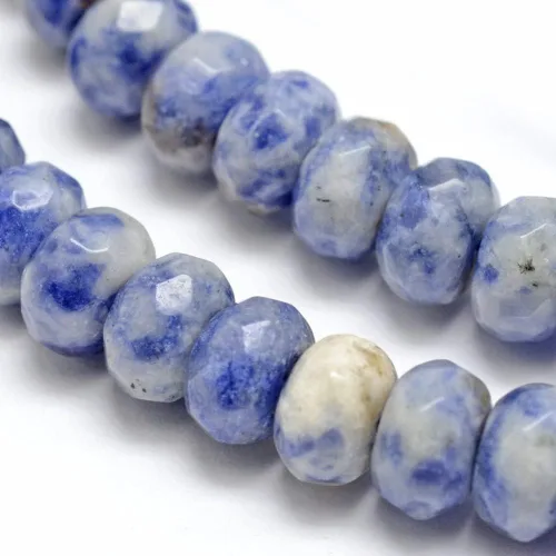Miniatura 2 de Fashewelry 76 cuentas de piedra natural facetadas Rondelle de 0.315x0.197 in de punto azul Gmestone Disco espaciador de cuentas agujero: 0.039 in