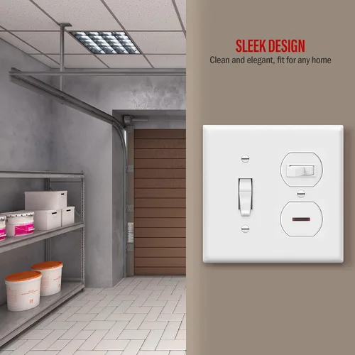 Miniatura 5 de Enerlites placas para combinación de apagador de pared, tamaño estándar, de policarbonato irrompible, color blanco, Blanco, 1