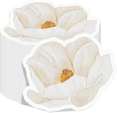Kosiz 100 servilletas de papel florales en forma de flor de otoño, servilletas de cóctel florales para otoño, cumpleaños, fiesta en casa, Magnolia