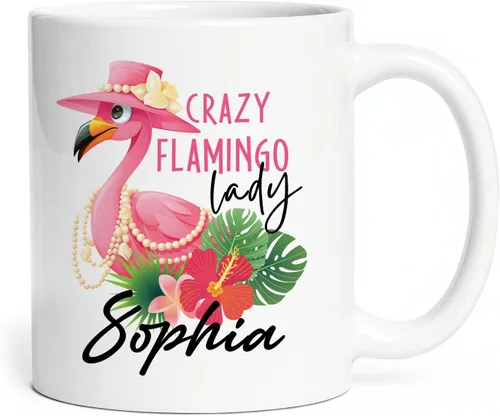 Miniatura 19 de Taza de flamenco personalizada 2023, Flock Of Flamingo Mug para cumpleaños de los amantes del flamenco, taza de café personalizada de flamenco