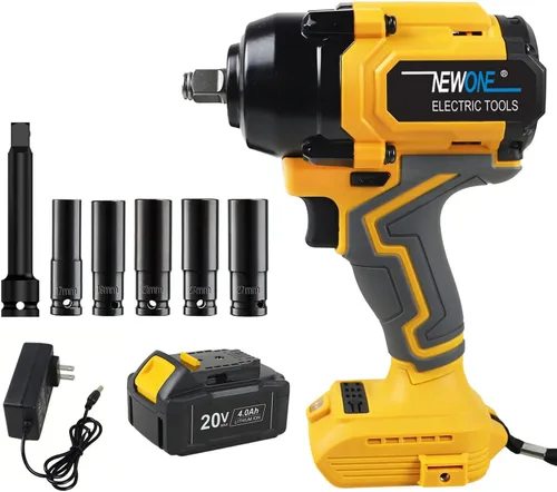 NEWONE Llave de impacto para batería DeWalt de 20 V, 1200 N.m (925 pies-libras) sin escobillas de 1/2 pulgada, pistola de impacto de alto par de
