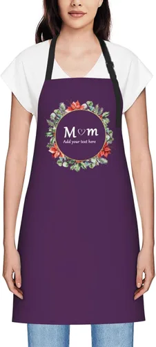 Miniatura 61 de Delantales personalizados para mujer, diseño de delantal de chef ajustable con nombre, textos, fotos, flores, regalos para el día de la madre