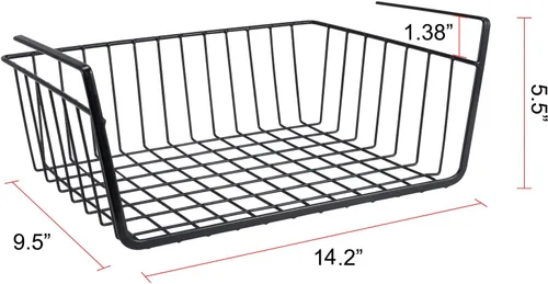 Miniatura 9 de Cesta de almacenamiento debajo del estante, cesta de alambre para el hogar, cesta de almacenamiento colgante de metal debajo del estante, cesta
