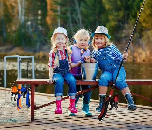 Miniatura 7 de Urban Deco Juego de caña de pescar para niños, portátil, telescópica, caña, carrete y kit combinado con caja de aparejos para principiantes, niños