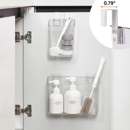 Miniatura 3 de vacane Organizador de plástico para puerta de armario con ganchos extraíbles, cestas colgantes transparentes para organizar sobre el gabinete