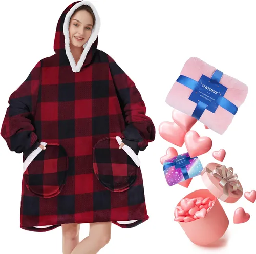 Miniatura 16 de American Trends Wearable Blanket Hoodie, Oversized Sherpa Warm Hoodie Blanket Thick Sweatshirt, Gift for Women Men Girls Gato