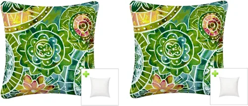 Miniatura 18 de Paquete de 2 cojines decorativos impermeables para exteriores con insertos para muebles de patio, cojines cuadrados de 18 x 18 pulgadas, resistentes