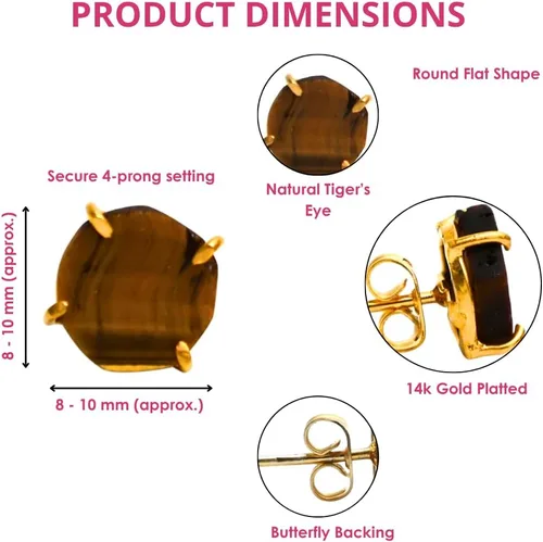 Miniatura 28 de Gempires Natural Raw Prong Setting Stud Earrings, 8-10 mm Crystals Earring, Handmade Jewelry, Gift for Her