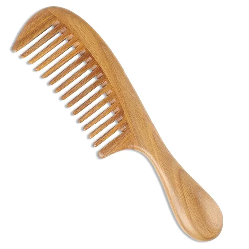 Miniatura 12 de Onedor - Juego de peines de madera de sándalo hechos a mano - Peines de madera con aroma antiestático, dientes anchos y finos para desenredar