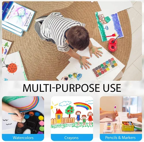 Miniatura 3 de 1 paquete – Total de 36 hojas de papel de acuarela (11.7 x 8.3 pulgadas) – Stock pesado (98 libras), hojas blancas sueltas. Perfecto para niños