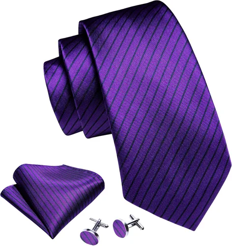 Miniatura 213 de Barry.Wang Juego de corbatas para hombre, corbata de seda a rayas, tejido a cuadros, gemelos formales, negocios, boda