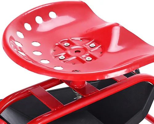 Miniatura 8 de Giantex Asiento de trabajo de jardín rodante, asiento de trabajo de jardinería giratorio 360 con ruedas, cesta de herramientas, altura ajustable