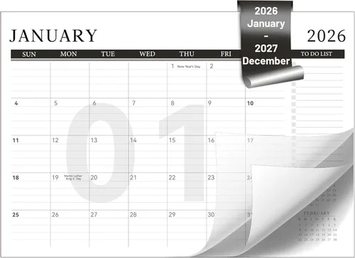 Miniatura 17 de Yoment Calendario de escritorio 2026, enero de 2026 a diciembre de 2027, 2026, calendario de escritorio grande de 17 x 12 pulgadas, calendario 2026