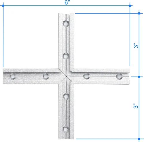Miniatura 4 de T Track Kit de intersección de 3 pulgadas con tornillos para madera, perfil de doble corte con orificios de montaje preperforados, carpintería